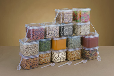 EMBICON Plastic Grocery Container  - 500 ml(Pack of 16, Transparent)