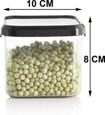 Kikani Pack of 6 Plastic Grocery Container - 500 ml Black