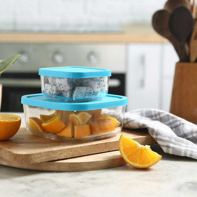 WONDERCHEF Glass Utility Container  - 240 ml, 750 ml(Pack of 2, Clear)