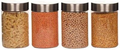 Pearlpet Plastic Utility Container  - 1400 ml(Pack of 4, Silver)