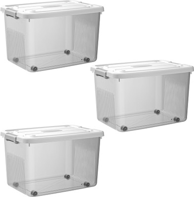 KREPS Plastic Utility Container  - 35 L(Pack of 3, Clear)