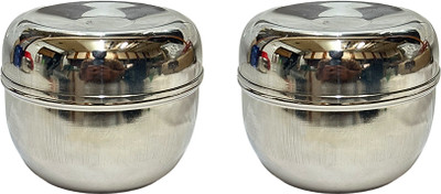 Dynore Stainless Steel Utility Container  - 190 ml(Pack of 2, Silver)