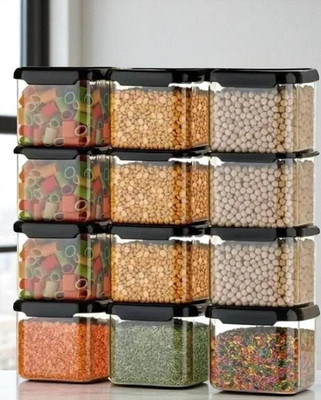 FPBOI Plastic Grocery Container  - 500 ml(Pack of 12, Black)