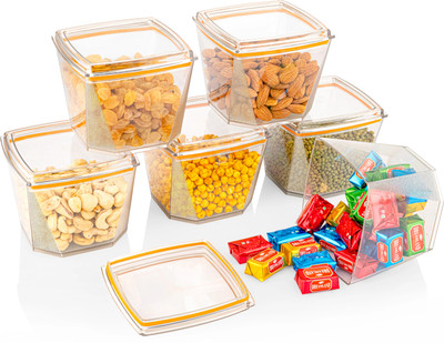 RABBITO Plastic Grocery Container  - 500 ml(Pack of 6, Orange)