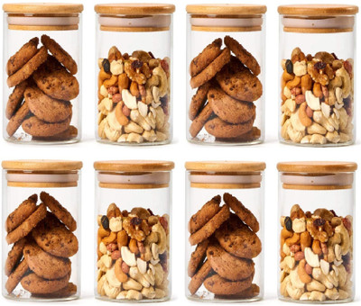 GOOD TO GREAT CREATION Glass Grocery Container  - 220 ml(Pack of 8, Clear)