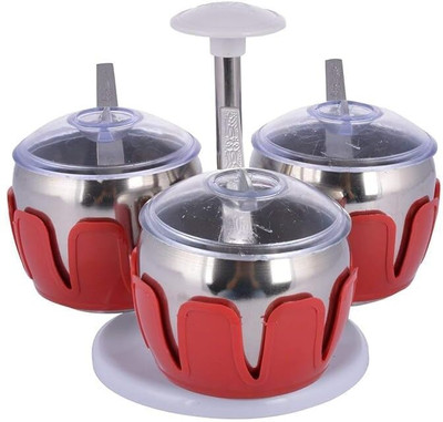 Wrixty Stainless Steel Grocery Container  - 100 ml(Red, White)