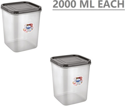 rushabh collections Plastic Utility Container  - 2000 ml, 2000 ml(Pack of 2, Grey)