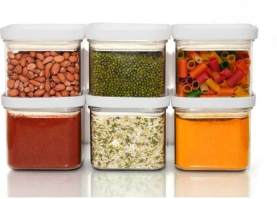 SARAZA Plastic Grocery Container  - 500 ml(Pack of 6, White)