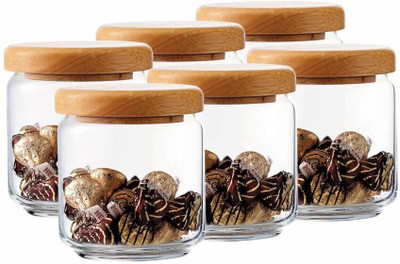 NAVPATH Glass Grocery Container  - 500 ml(Pack of 6, Clear)