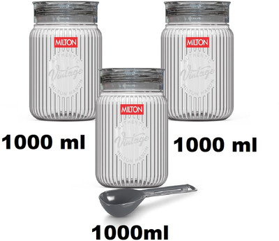 MILTON Plastic Grocery Container  - 1000 ml, 1000 ml, 1000 ml(Pack of 3, Clear)
