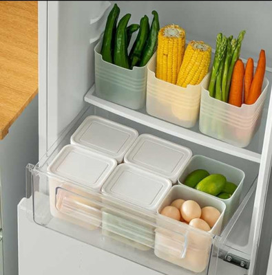 FEEDNIX Plastic Fridge Container  - 1000 ml(Pack of 6, White)
