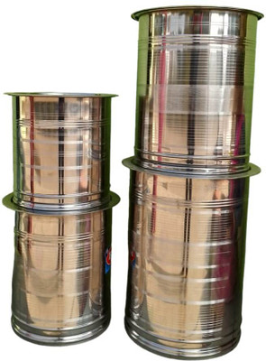 Lalit Stainless Steel Grocery Container  - 10 L, 15 L, 20 L, 25 L(Pack of 4, Silver)