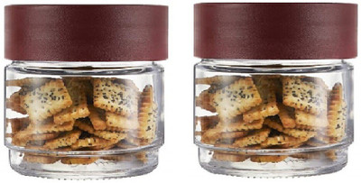 N H Enterprise Glass Grocery Container  - 500 ml(Pack of 2, Maroon)