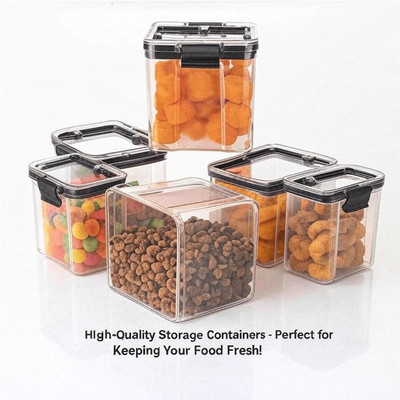 NEXUNO Plastic Fridge Container  - 400 ml(Pack of 6, Clear)
