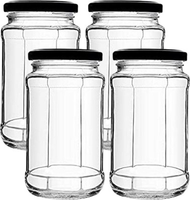 Pure Tree Glass Utility Container  - 450 ml(Pack of 4, Clear)