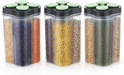 Sentricus Plastic Grocery Container  - 2400 ml(Pack of 3, Grey)