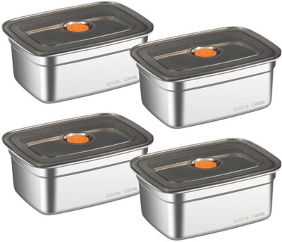 REVATAKG Stainless Steel Fridge Container  - 1500 ml(Pack of 4, Silver)
