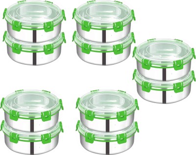 Zaib Stainless Steel Fridge Container  - 1000 ml(Pack of 10, Green)