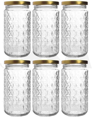 JAY RAMDEV SELLER Glass Grocery Container  - 370 ml(Pack of 6, Clear)