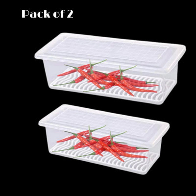 busaji enterprise Plastic Fridge Container  - 1500 ml(Pack of 5, White)