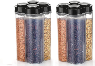 Romp and Role Plastic Grocery Container  - 2500 ml(Pack of 2, Black)