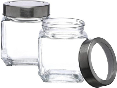 PANEL'S Glass Grocery Container  - 600 ml(Pack of 2, Clear)