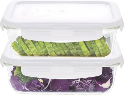 Cutting EDGE Glass Utility Container  - 370 ml(Pack of 2, Clear)