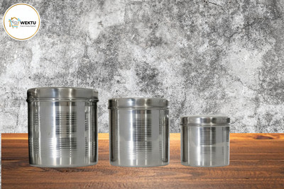 WEKTU Stainless Steel Grocery Container  - 1000 ml(Pack of 3, Silver)