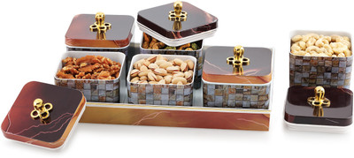 Nabhya Plastic Utility Container  - 500 ml(Pack of 6, Brown)