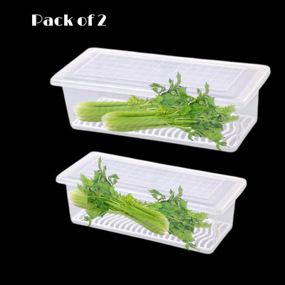 busaji enterprise Plastic Fridge Container  - 1500 ml(Pack of 5, White)