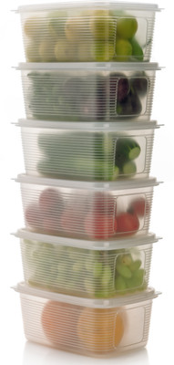 RAYORA Plastic Fridge Container  - 1800 ml(Pack of 6, Clear)