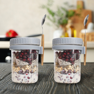 SaiHanu Glass Utility Container  - 350 ml(Pack of 2, Grey)