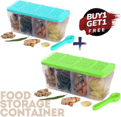Shreeva Enterprise Plastic Fridge Container  - 1800 ml(Pack of 2, Multicolor)