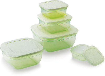 NRK Plastic Fridge Container  - 7 L(Pack of 5, Green)