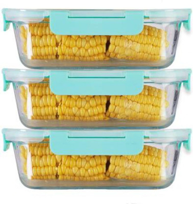 Flipkart SmartBuy Glass Grocery Container  - 1040 ml(Pack of 3, Blue, Clear)