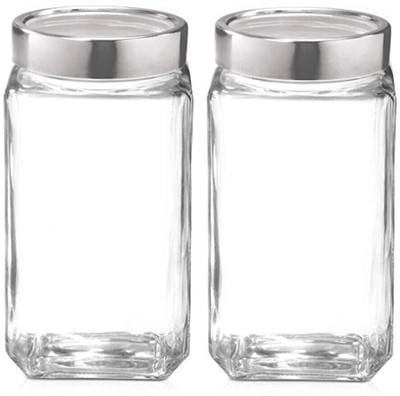 Hemtik Glass Grocery Container  - 1000 ml(Pack of 2, Clear)