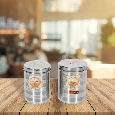 Liolis Stainless Steel Grocery Container  - 500 ml, 2000 ml(Pack of 2, Silver)