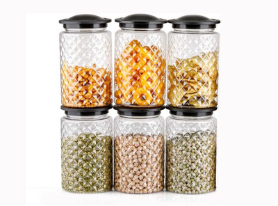 SWARAA Plastic Grocery Container  - 1 L(Pack of 6, Multicolor)