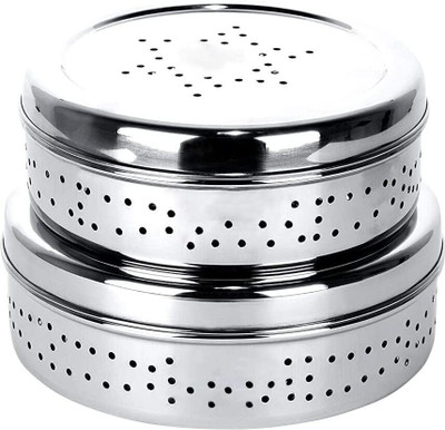 Sambhuya Stainless Steel Sprout Maker  - 650 ml, 750 ml(Pack of 2, Silver)