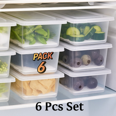 Revonix Plastic Fridge Container  - 1500 ml(Pack of 6, Transparent)