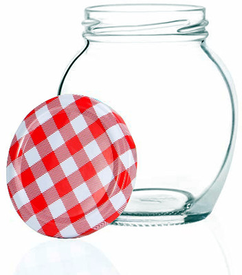 MOOZICO Glass Cookie Jar  - 400 ml(Red)