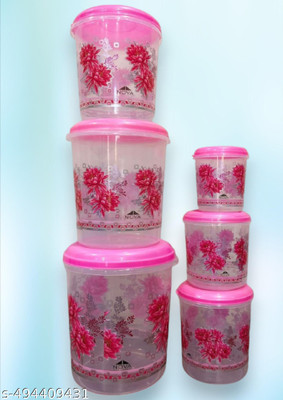 VARIYA Plastic Grocery Container  - 8000 ml(Pack of 6, Pink)