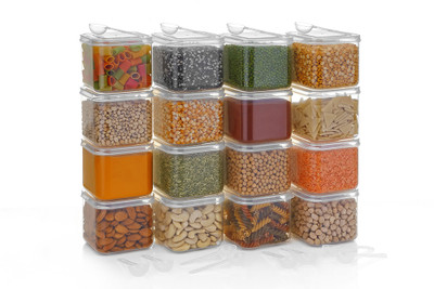 Cronus Plastic Grocery Container  - 500 ml(Pack of 16, Transparent)
