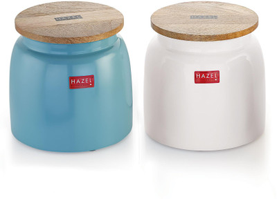HAZEL Iron Utility Container  - 2450 ml(Pack of 2, White, Blue)