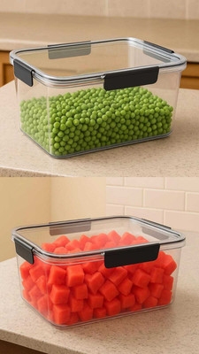 Aosys Plastic Grocery Container  - 1200 ml(Pack of 2, White)