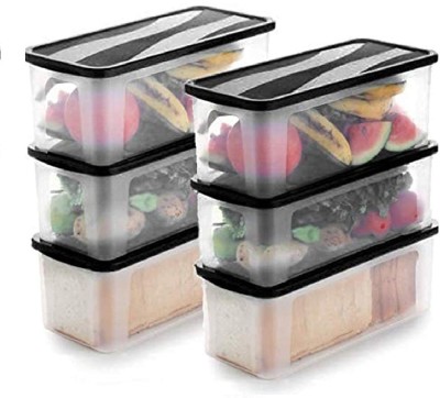 KDZONE Plastic Grocery Container  - 2000 ml(Pack of 6, Clear)