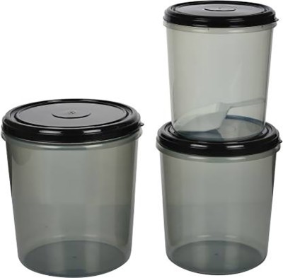 AK HUB Plastic Grocery Container  - 5 L, 7.5 L, 10 L(Pack of 3, Black)