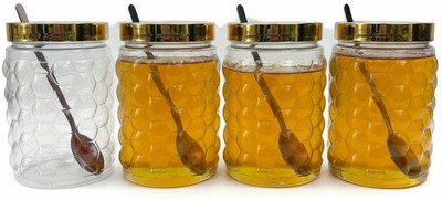 FLEXO Plastic Utility Container  - 1500 ml(Pack of 4, Transparent, Gold)