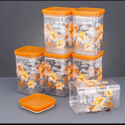 UNICEPT Plastic Grocery Container  - 1100 ml(Pack of 6, Orange)
