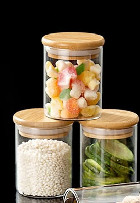 Coozico Glass Grocery Container  - 220 ml(Pack of 3, Clear)